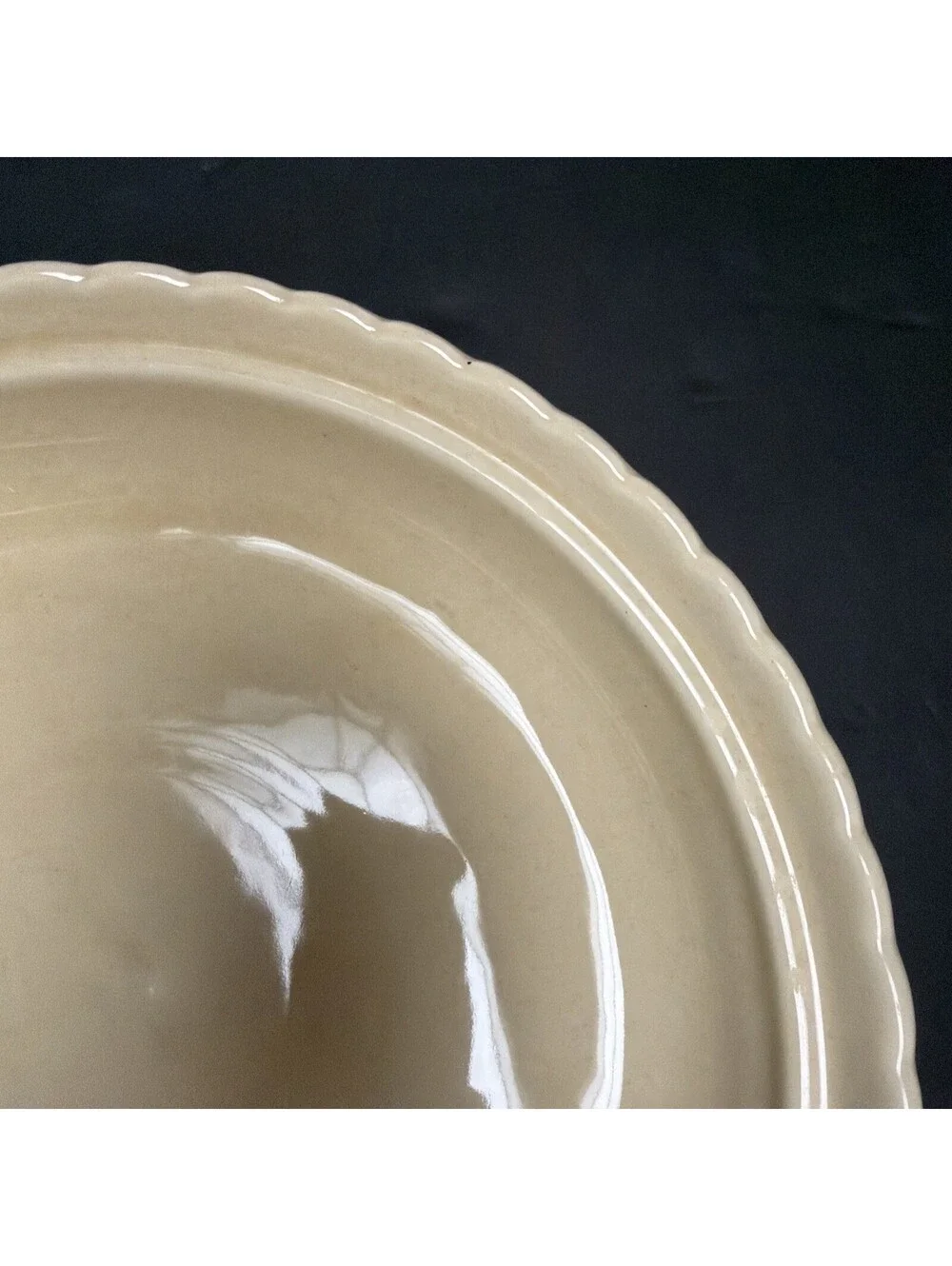 Vintage Lillian Vernon Pumpkin Pie Plate Pan Bottom Scalloped Edge Ceramic 11.25